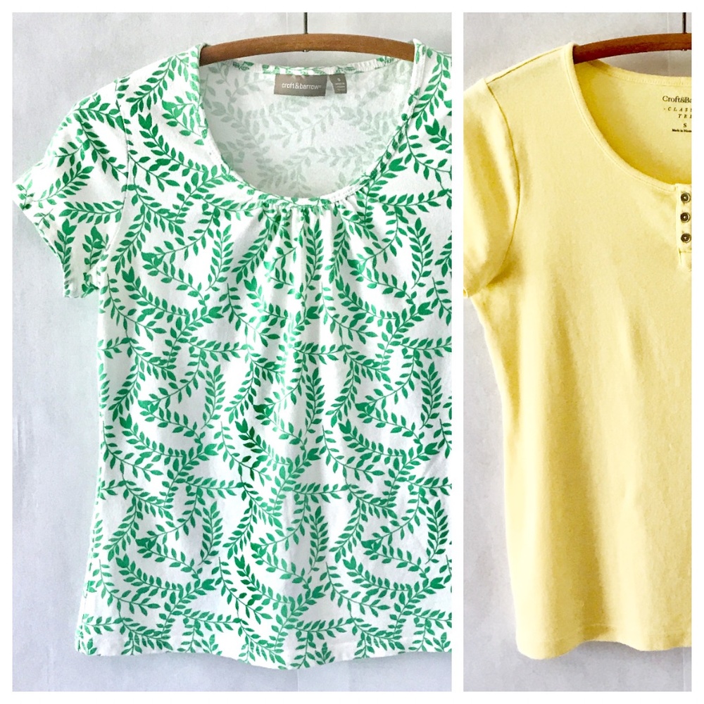 3/$15 Croft & Barrow Green Leaf & Yellow Knit Tees
